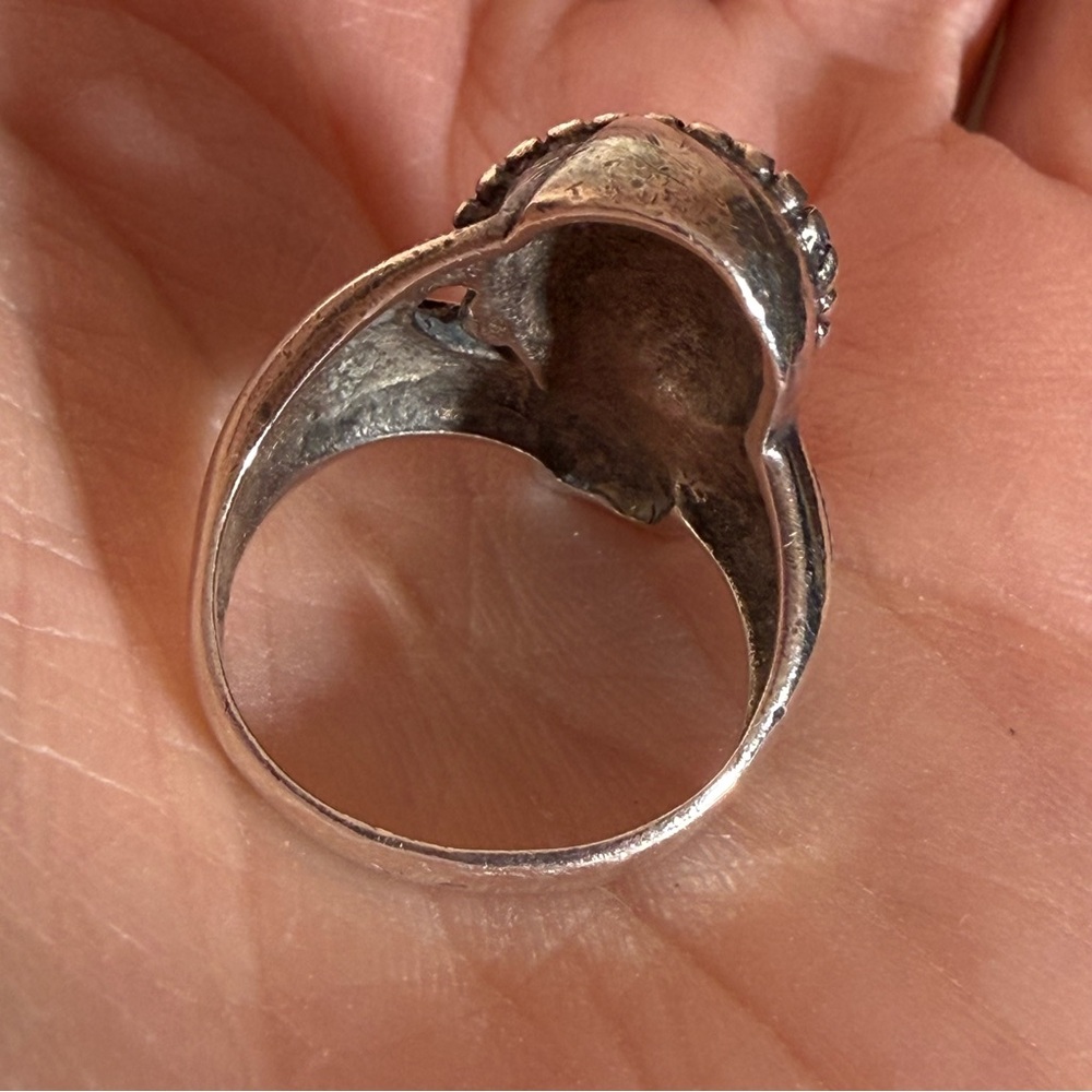 Antique Art deco 1920’s Sterling silver art Nouveau Flapper Face Ring - Picture 8 of 17